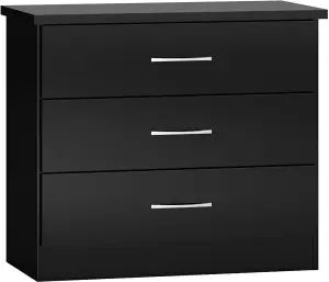 Nevada 3 Drawer Chest in Black Gloss Finish