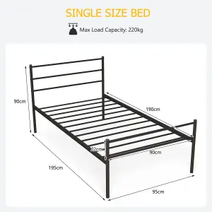 Costway Single Metal Bed Frame Heavy-duty Slatted Platform Bed w/ Headboard & Footboard No Box Spring Needed Black