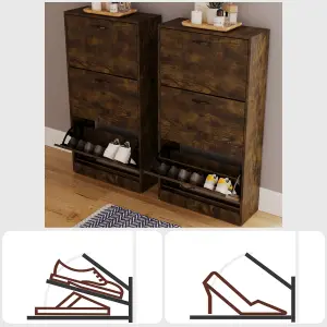 Vida Designs 3 Drawer Shoe Cabinet, Dark Wood