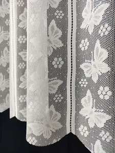 Home Curtains Butterfly Lace Louvre Blind 72w x 72d" (183x183cm) White Café top Louvre Blind (1)