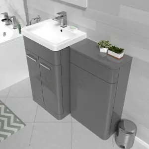 Nes Home Grey 1000mm Freestanding Cabinet Ceramic Basin & WC Unit