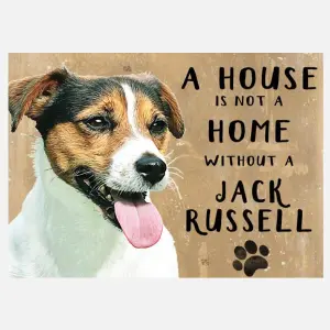 20cm metal Jack Russell Terrier 'A House is not a Home' hanging sign