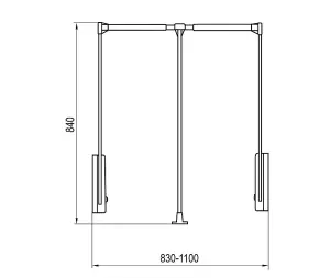 Pull down wardrobe rail lift - chrome - 830