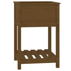 Berkfield Planter with Shelf Honey Brown 54x54x81 cm Solid Wood Pine