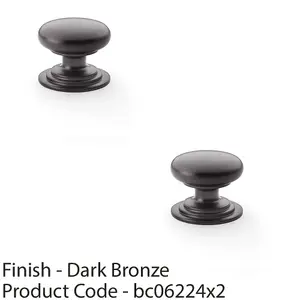 2 PACK - Stepped Round Door Knob - Dark Bronze 38mm Classic Kitchen Cabinet Pull Handle