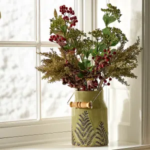 Green Churn Ceramic Christmas Table Decoration Flower Vase