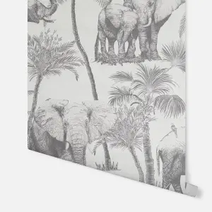 Arthouse Safari Elephant Charcoal Wallpaper