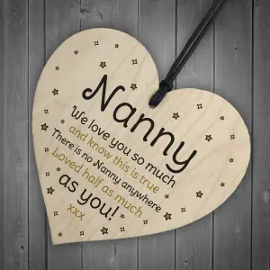 Red Ocean Nanny Gifts For Mothers Day Birthday Novelty Wooden Heart Gift For Her Nanny