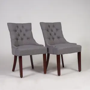 Norval Upholstered Dining Chair (Set of 2) Grey / Dark Brown