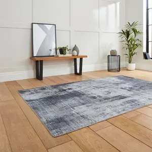 Grey Abstract Modern Rug Easy to clean Living Room and Bedroom-120cm X 170cm