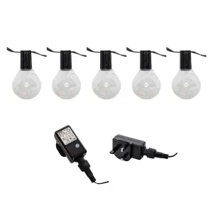 Set of 10 Indoor Outdoor Connectable Firefly Festoon Lights with Warm White LEDs