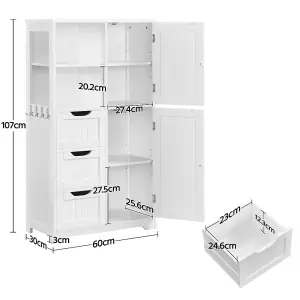 Yaheetech White Freestanding Bathroom Storage Cabinet with Open Compartments