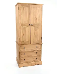 Core Products Premium Corona 2 door, 3 drawer wardrobe, antique waxed pine