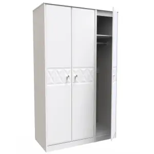 San Jose Ready assembled Contemporary White Tall Triple Wardrobe (H)1970mm (W)1110mm (D)530mm