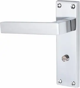 Victorian Straight Delta Handle, Silver Polished Chrome, Bathroom WC Toilet Door Handles, 64mm Bathroom Mortise Lock