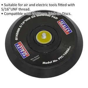 145mm DA Backing Pad for Stick-On Discs - Ideal for Air and Electric Tools