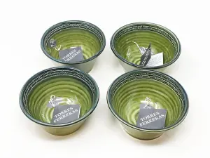 Torres Ferreras Mediterraneo Hand Dipped Stoneware Set of 4 Small Conical Bowls (D) 12cm x (H) 6cm