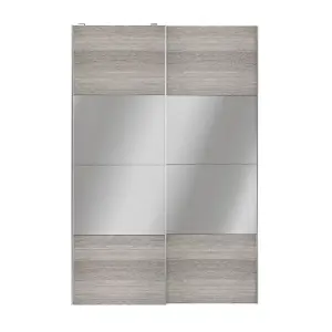 Atomia Contemporary Panelled Mirrored Matt grey oak effect Matt 8 door Sliding Wardrobe Door kit (H)560mm (W)3000mm