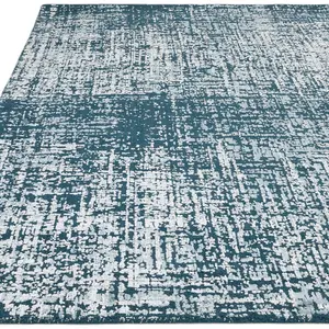 Teal Green Abstract Easy to Clean Modern Bedroom Dining Room and Living Room Rug-160cm X 230cm