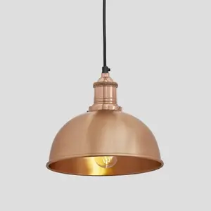 Industville Brooklyn Dome Pendant, 8 Inch, Copper, Copper Holder