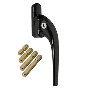 W98 Slimline Espag Window Handle, Black, Right Handed, Fits 10mm, 20mm, 30mm, 40mm Spindle Lengths