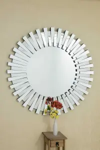 MirrorOutlet Sunburst All Glass Stylised Decorative Mirror 120 x 120