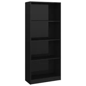 Berkfield 4-Tier Book Cabinet High Gloss Black 60x24x142 cm Engineered Wood