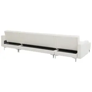 U-Shaped Sofa with Ottoman ABERDEEN White Faux Leather Symmetrical