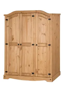 Mercers Furniture Corona 3 Door Arch Top Wardrobe Solid Pine with Mexican Styling