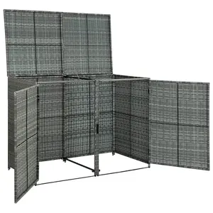 vidaXL Double Wheelie Bin Shed Poly Rattan Anthracite 148x77x111 cm