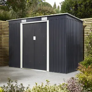 Rowlinson Trentvale 8x4 ft Pent Dark grey Metal 2 door Shed