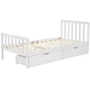 Bed Storage Drawer Under Bed Storage For Cot Wooden Beds White Set of 2 Drawers For Single Beds Cots Cribs Children's Bedrooms