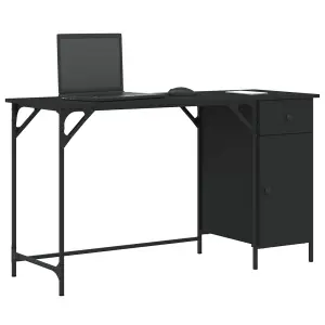 Berkfield Computer Desk Black 131x48x75 cm Engineered Wood