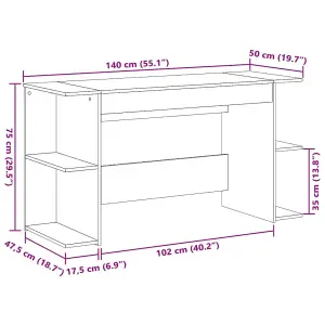 Berkfield Desk Brown Oak 140x50x75 cm Engineered Wood