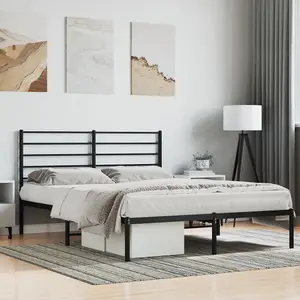 Berkfield Metal Bed Frame with Headboard Black 140x200 cm