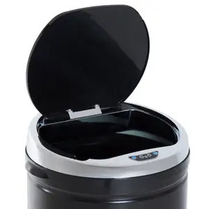 Stainless Steel 50 Litre Motion Sensor Rubbish Bin Black