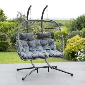 Haversham Swinging Double Garden Seat - Dark Grey