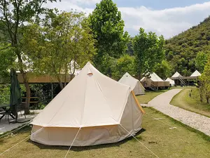 Latourreg Luxury Cotton Canvas Bell Tent for Family Camping Outdoor Glamping Retreat Yurt Diameter 4M Available