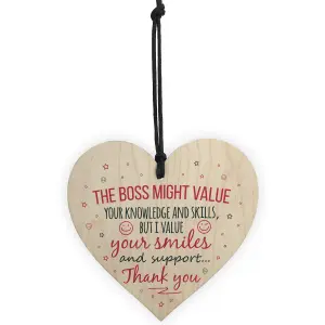 Red Ocean I Value You Colleague Wooden Hanging Heart Plaque Sign Friendship FRIEND Thank You Gift Plaque