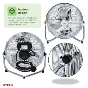 Oypla Electrical 12" Inch Chrome 3 Speed Floor Standing Gym Fan Hydroponic