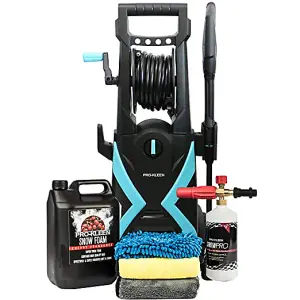 Pro-Kleen Electric Jet Washer 2.2kW  165 Bar 8M Hose 5L Cherry Snow Foam, Snow Foam Lance & Microfibre Cloths and Wash Mitt