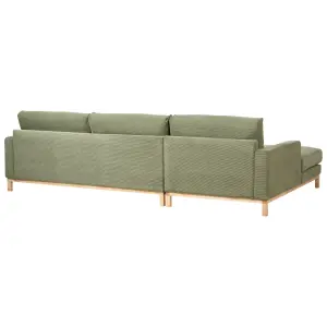 Right-Hand Corner Sofa SIGGARD Green Corduroy Right Hand