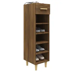 Berkfield Shoe Cabinet Brown Oak 30x35x105 cm Engineered Wood