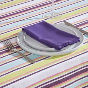 Homescapes Osaka Purple Striped Cotton Square Tablecloth 137 x 137 cm