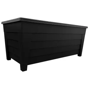 2 x Large Long 55cm Black Grosvenor Trough Flower Garden Planter For Home, Greenhouse & Patios