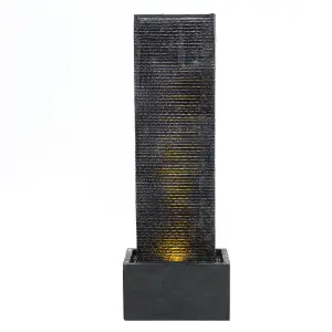 Outdoor Garden Wall Standing Water Feature Fountain with Warm Light W 340 x D 220 x H 980 mm