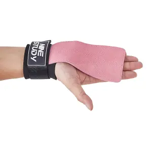 One Size Wrist Straps Weight Lifting Gloves Black and Pink