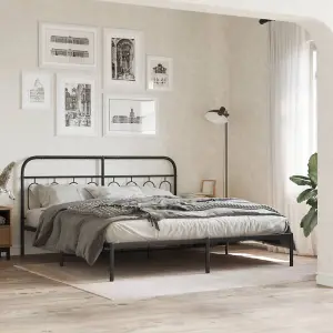 Berkfield Metal Bed Frame without Mattress with Headboard Black 160x200cm