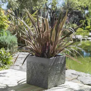 Primrose Garden Light Grey Fibrecotta Brick Square Planter Pot Large 40cm