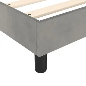 Berkfield Box Spring Bed Frame Light Grey 135x190 cm 4FT6 Double Velvet